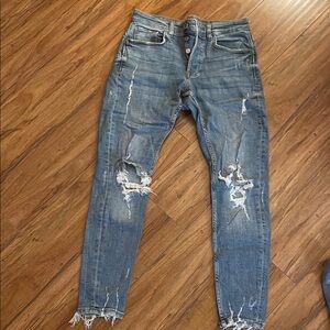 Zara Men's Skinny Jeans - Distressed Blue